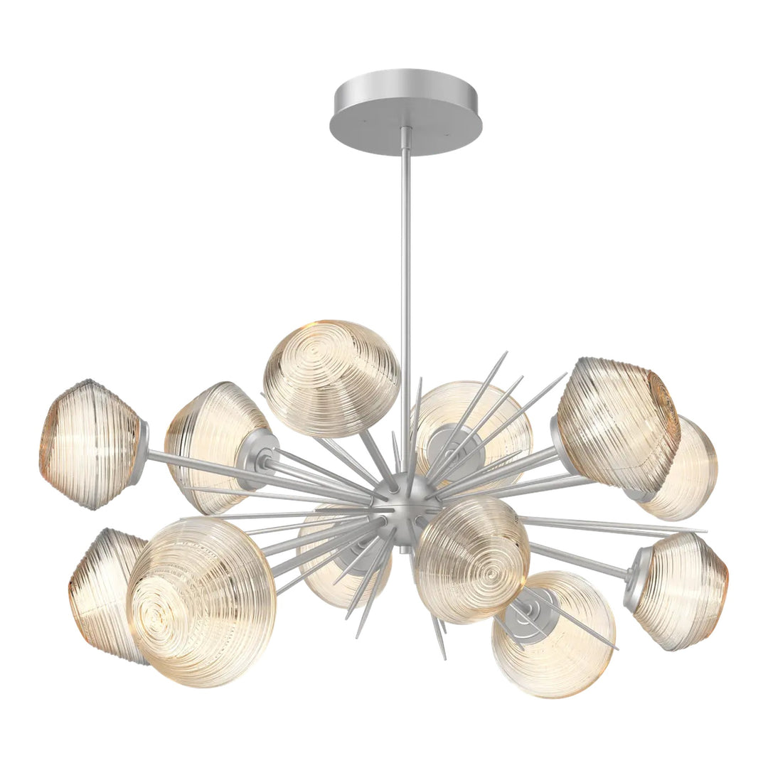 Mesa Oval Starburst Chandelier by Hammerton Studio in Classic Silver with Amber glass
