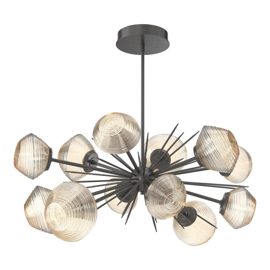 Mesa Oval Starburst Chandelier by Hammerton Studio in Graphite with Amber glass