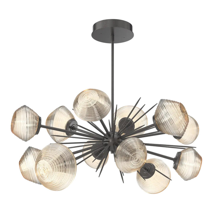 Mesa Oval Starburst Chandelier by Hammerton Studio in Graphite with Amber glass