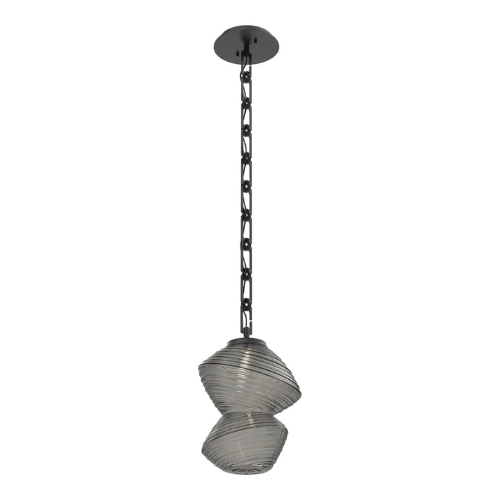 Mesa Pendant by Hammerton Studio in Matte Black with Smoke glass on chain