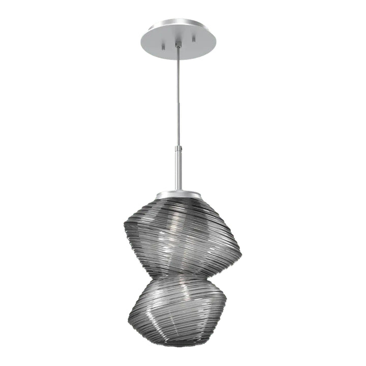 Mesa Pendant by Hammerton Studio in Classic Silver with Smoke glass on adjustable cord