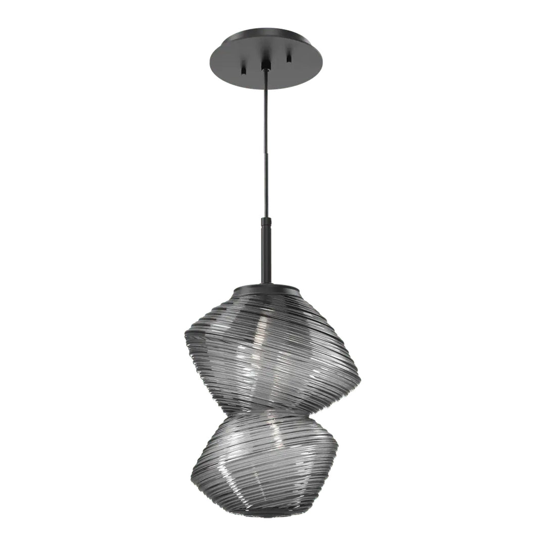 Mesa Pendant by Hammerton Studio in Matte Black with Smoke glass on adjustable cord