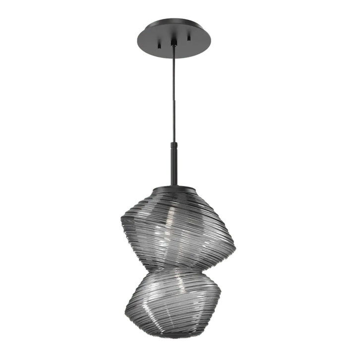 Mesa Pendant by Hammerton Studio in Matte Black with Smoke glass on adjustable cord