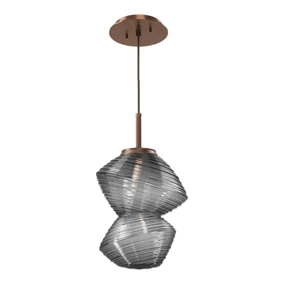 Mesa Pendant by Hammerton Studio in Oil-Rubbed Bronze with Smoke glass on adjustable cord