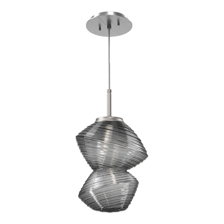 Mesa Pendant by Hammerton Studio in Satin Nickel with Smoke glass on adjustable cord