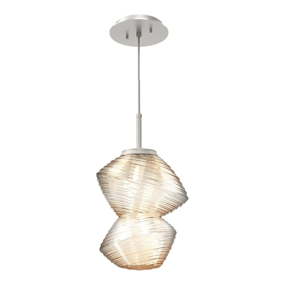 Mesa Pendant by Hammerton Studio in Beige Silver with Amber glass