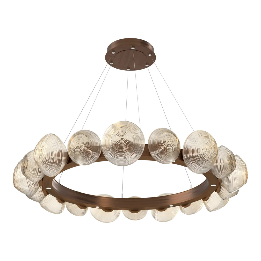 Mesa Radial Ring Chandelier by Hammerton Studio in Oil-Rubbed Bronze with Amber glass
