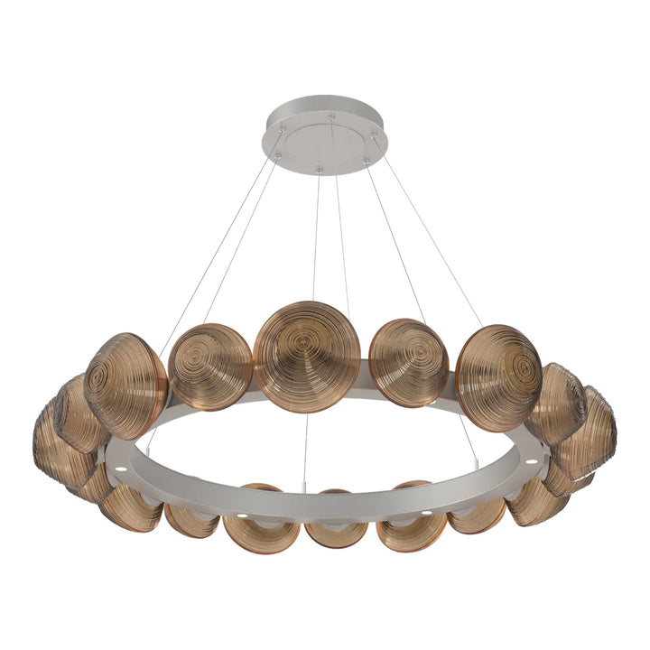 Mesa Radial Ring Chandelier by Hammerton Studio Large in Beige Silver with Bronze glass