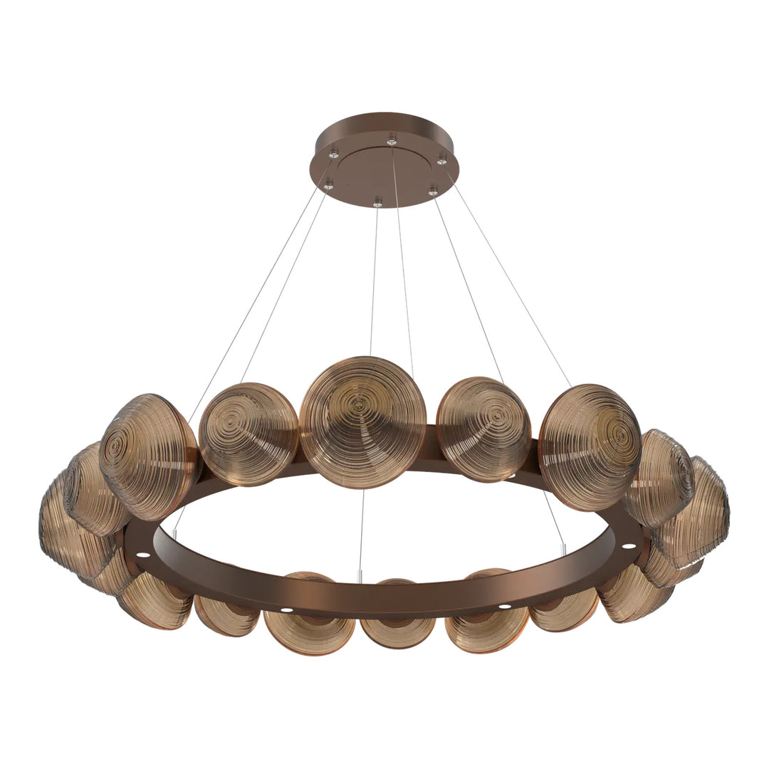 Mesa Radial Ring Chandelier by Hammerton Studio Large in Burnished Bronze with Bronze glass