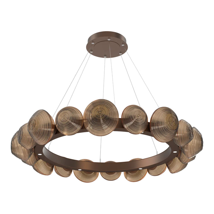 Mesa Radial Ring Chandelier by Hammerton Studio Large in Burnished Bronze with Bronze glass