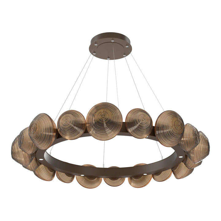 Mesa Radial Ring Chandelier by Hammerton Studio Large in Flat Bronze with Bronze glass