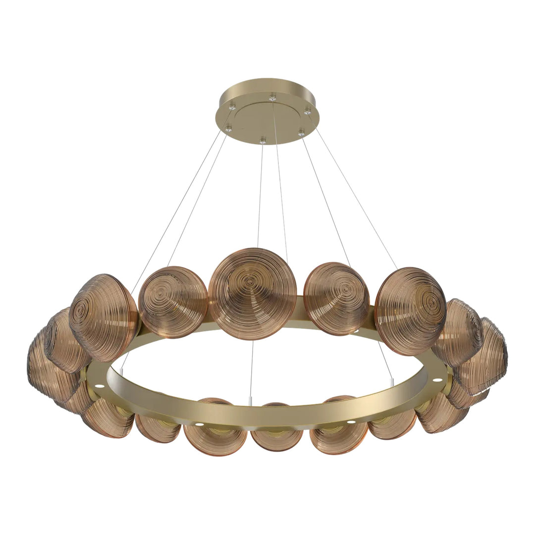 Mesa Radial Ring Chandelier by Hammerton Studio Large in Gilded Brass with Bronze glass