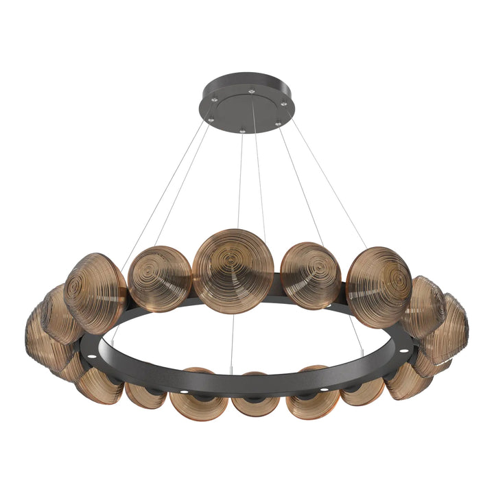 Mesa Radial Ring Chandelier by Hammerton Studio Large in Graphite with Bronze glass