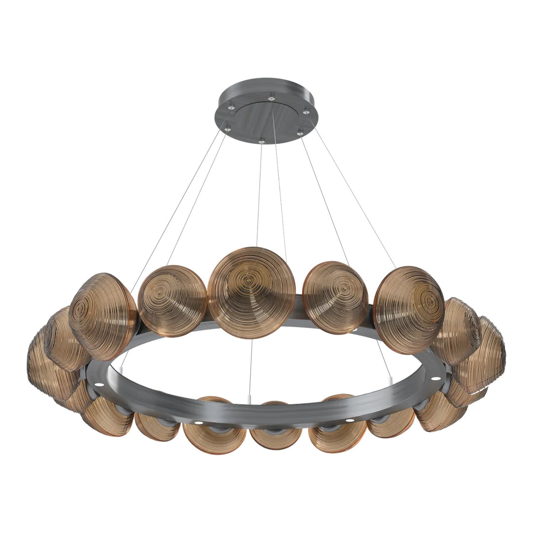 Mesa Radial Ring Chandelier by Hammerton Studio Large in Gunmetal with Bronze glass
