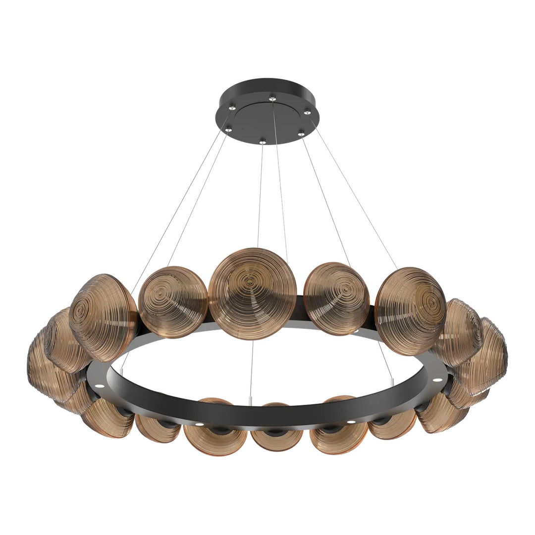 Mesa Radial Ring Chandelier by Hammerton Studio Large in Matte Black with Bronze glass