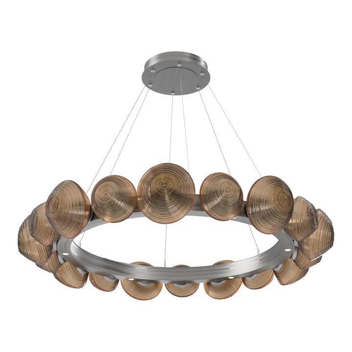 Mesa Radial Ring Chandelier by Hammerton Studio Large in Satin Nickel with Bronze glass