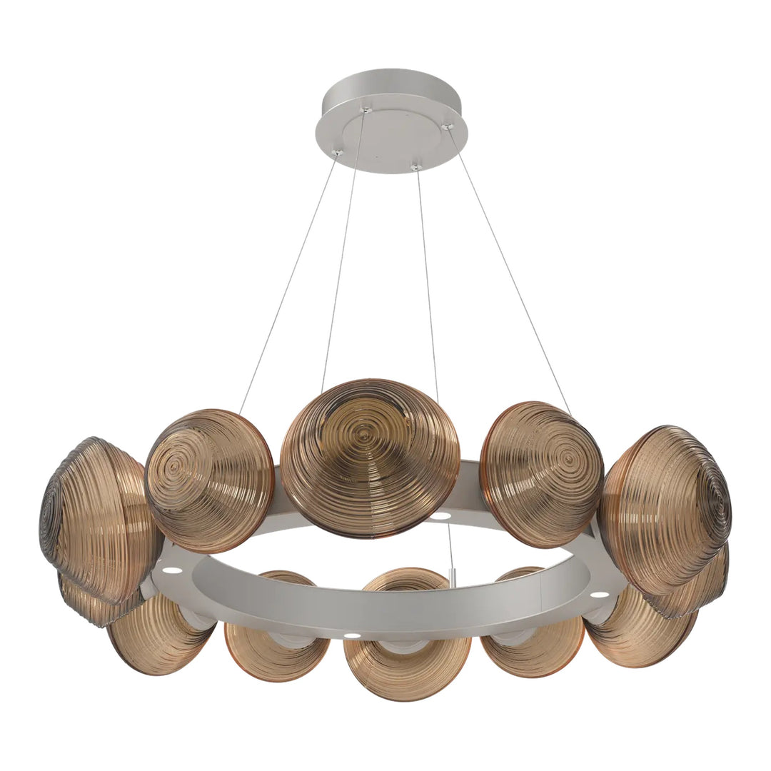Mesa Radial Ring Chandelier by Hammerton Studio Medium in Beige Silver with Bronze glass