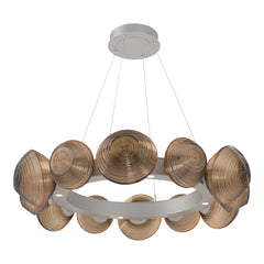 Mesa Radial Ring Chandelier by Hammerton Studio Medium in Beige Silver with Bronze glass