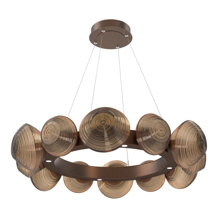 Mesa Radial Ring Chandelier by Hammerton Studio Medium in Burnished Bronze with Bronze glass