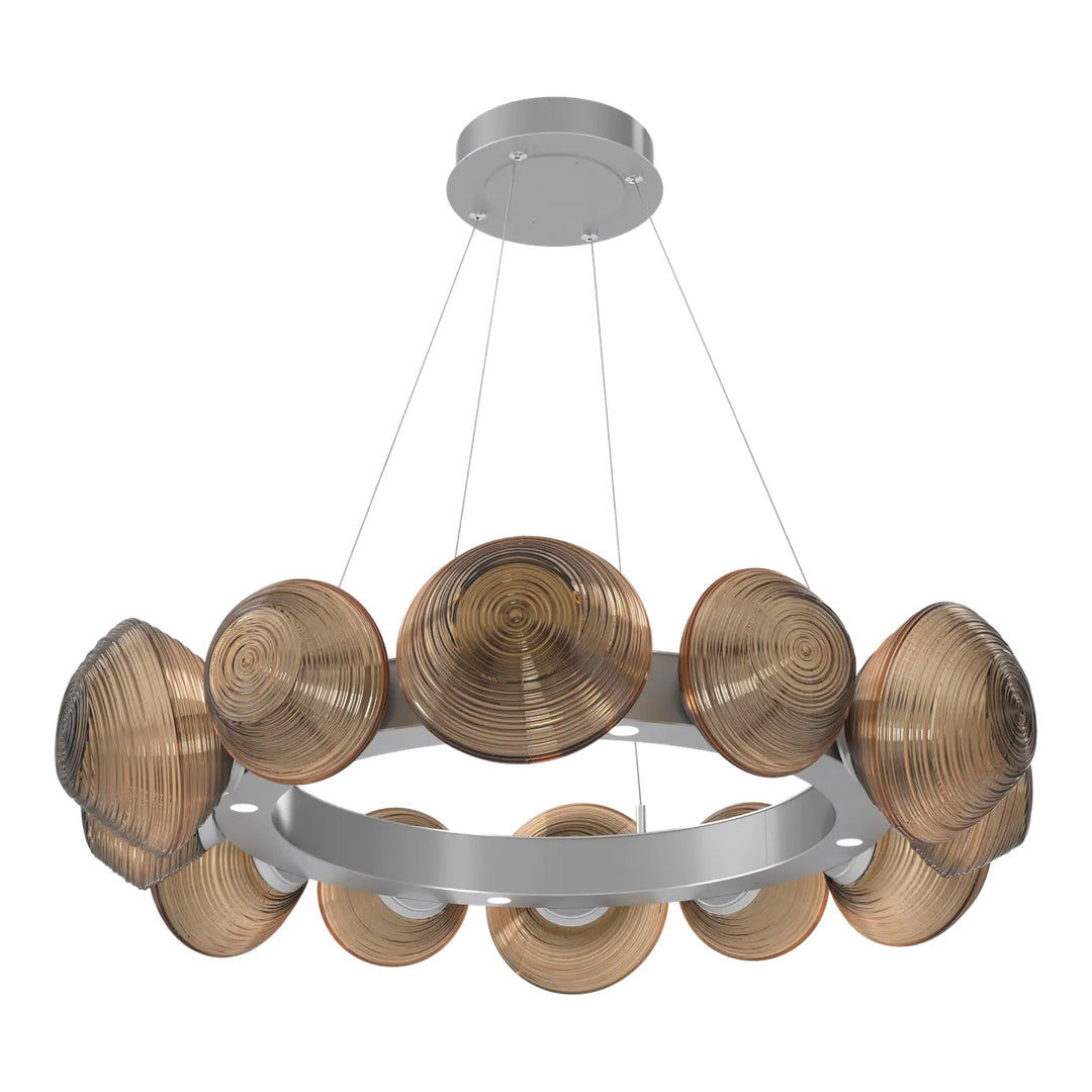 Mesa Radial Ring Chandelier by Hammerton Studio Medium in Classic Silver with Bronze glass