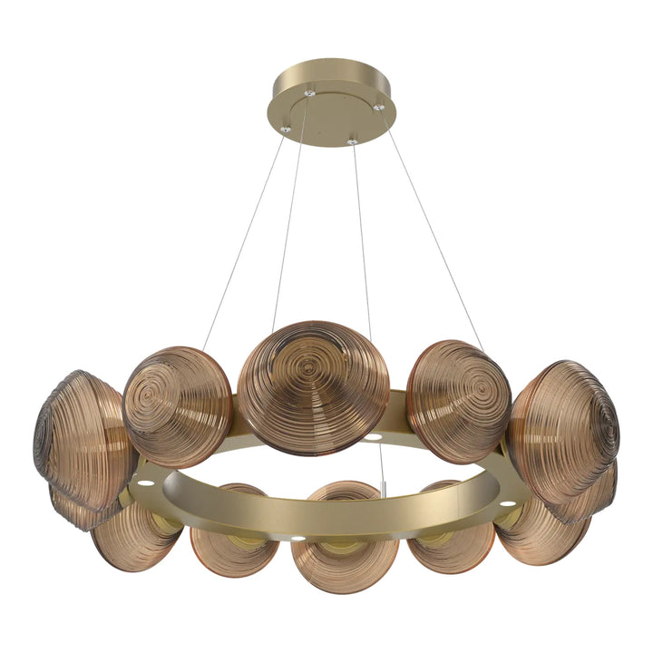 Mesa Radial Ring Chandelier by Hammerton Studio Medium in Gilded Brass with Bronze glass