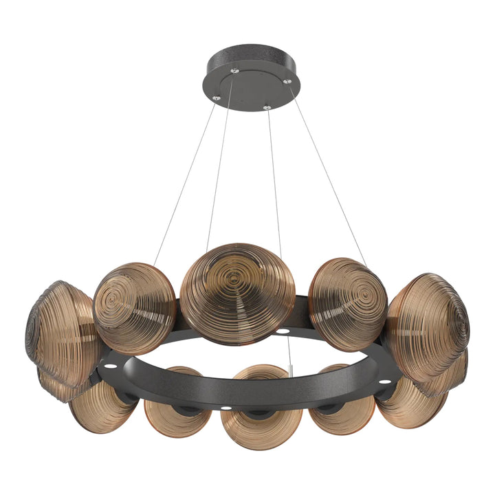 Mesa Radial Ring Chandelier by Hammerton Studio Medium in Graphite with Bronze glass