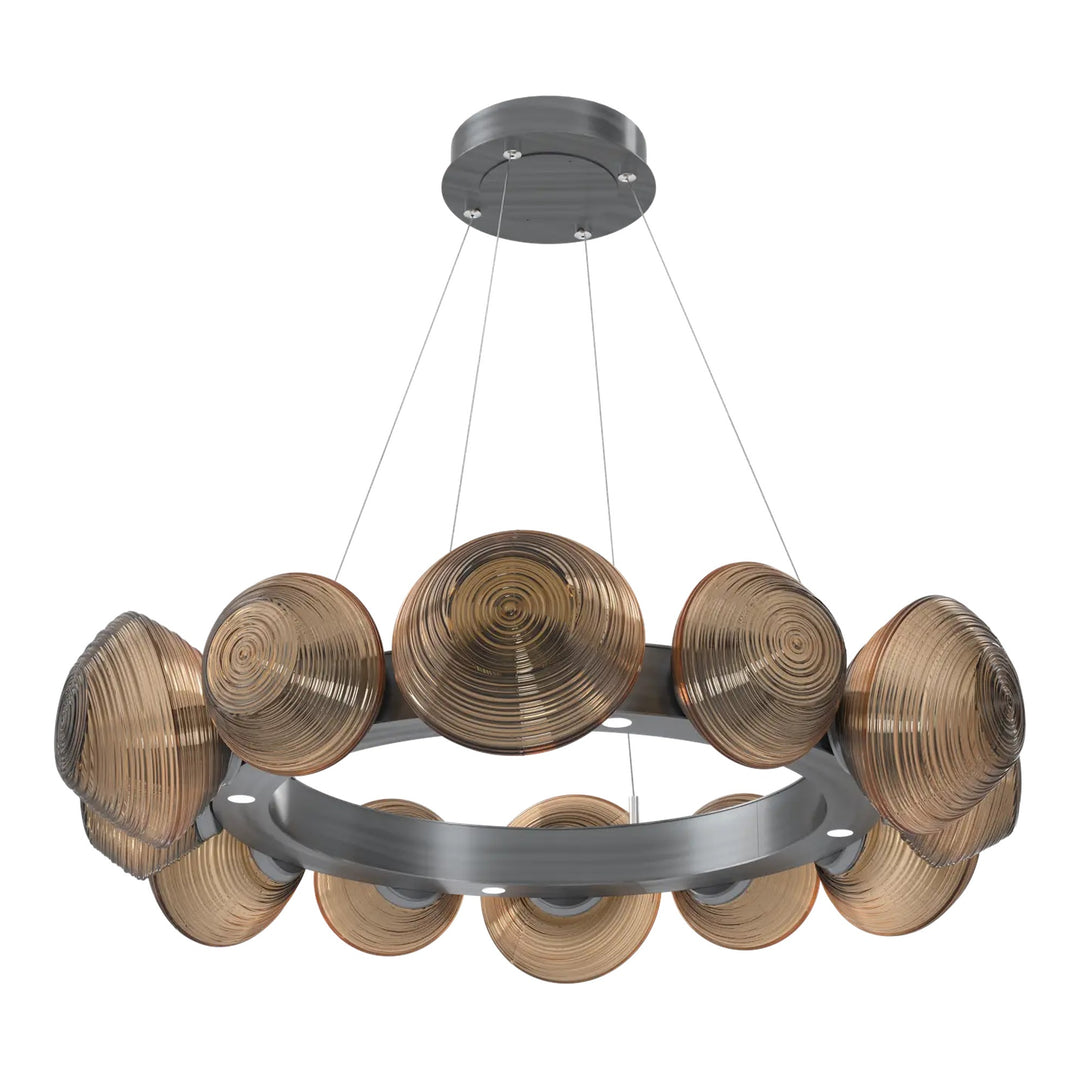 Mesa Radial Ring Chandelier by Hammerton Studio Medium in Gunmetal with Bronze glass
