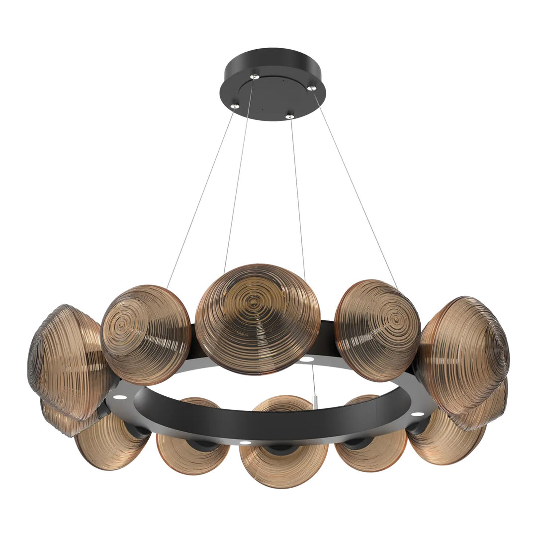 Mesa Radial Ring Chandelier by Hammerton Studio Medium in Matte Black with Bronze glass