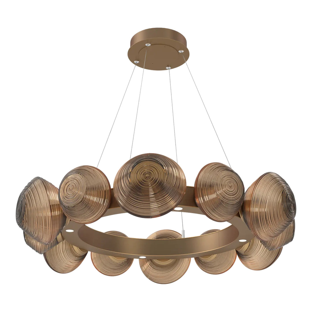 Mesa Radial Ring Chandelier by Hammerton Studio Medium in Novel Brass with Bronze glass
