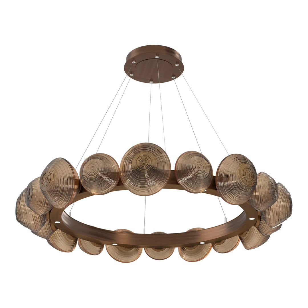 Mesa Radial Ring Chandelier by Hammerton Studio Large in Oil-Rubbed Bronze with Bronze glass
