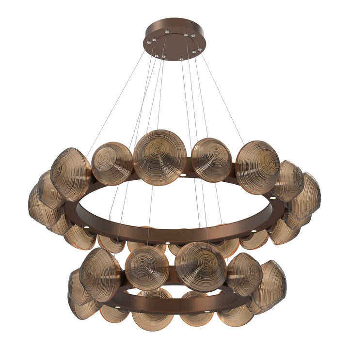Mesa Radial Ring Chandelier by Hammerton Studio Two-Tier in Burnished Bronze with Bronze glass