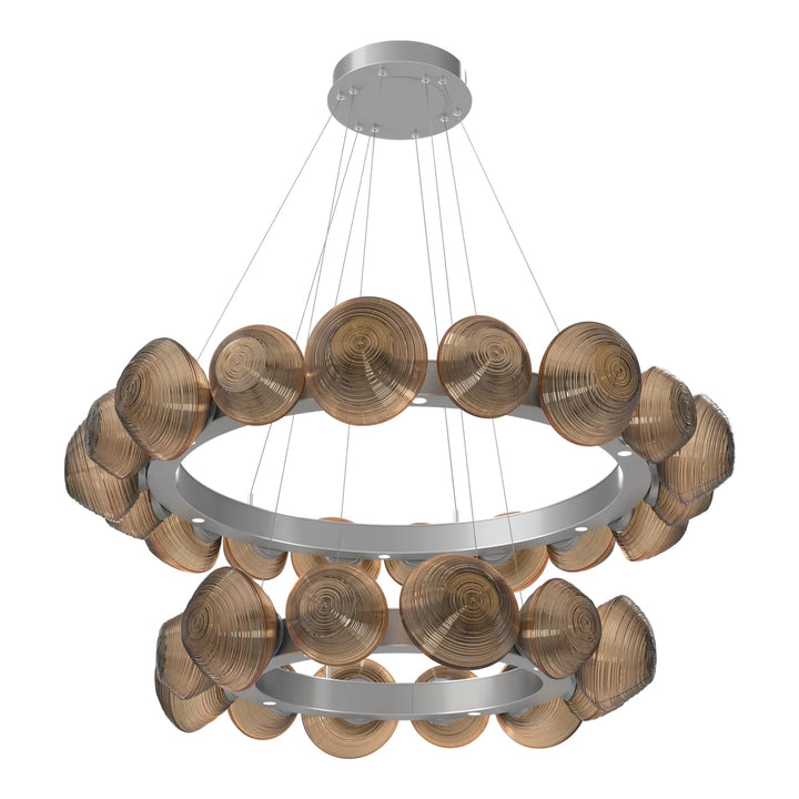 Mesa Radial Ring Chandelier by Hammerton Studio Two-Tier in Classic Silver with Bronze glass
