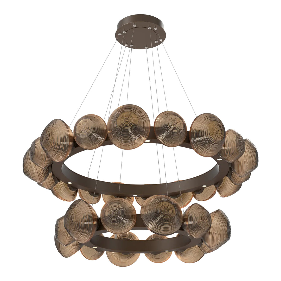Mesa Radial Ring Chandelier by Hammerton Studio Two-Tier in Flat Bronze with Bronze glass