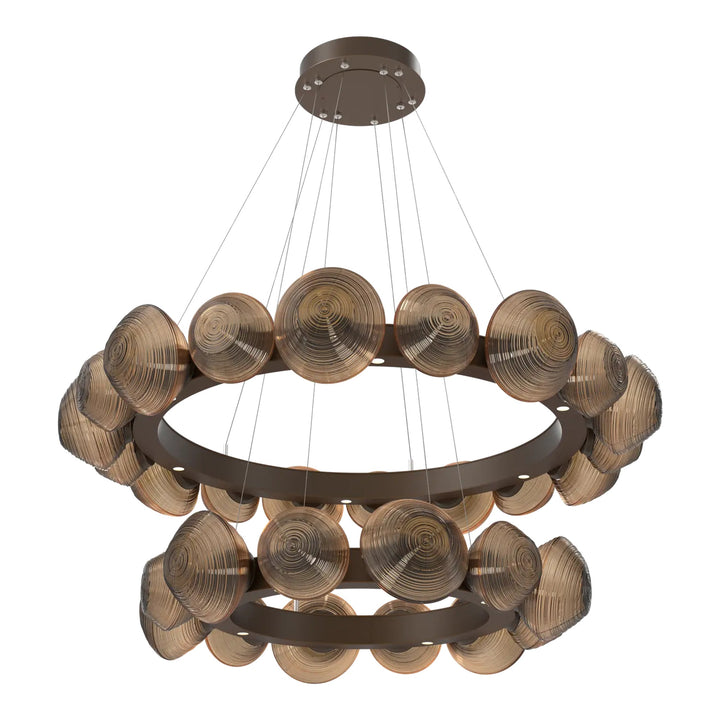 Mesa Radial Ring Chandelier by Hammerton Studio Two-Tier in Flat Bronze with Bronze glass