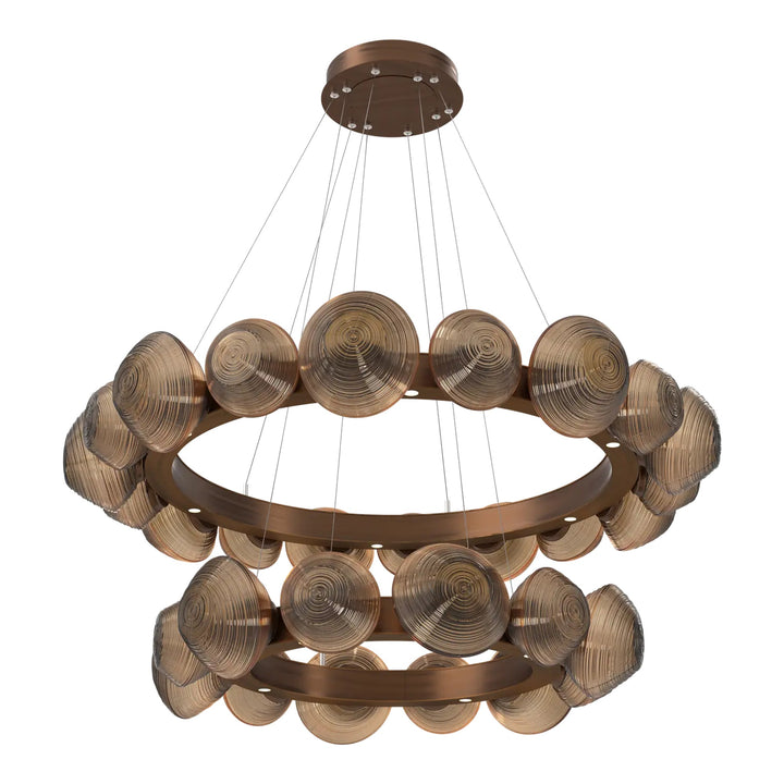 Mesa Radial Ring Chandelier by Hammerton Studio Two-Tier in Oil-Rubbed Bronze with Bronze glass