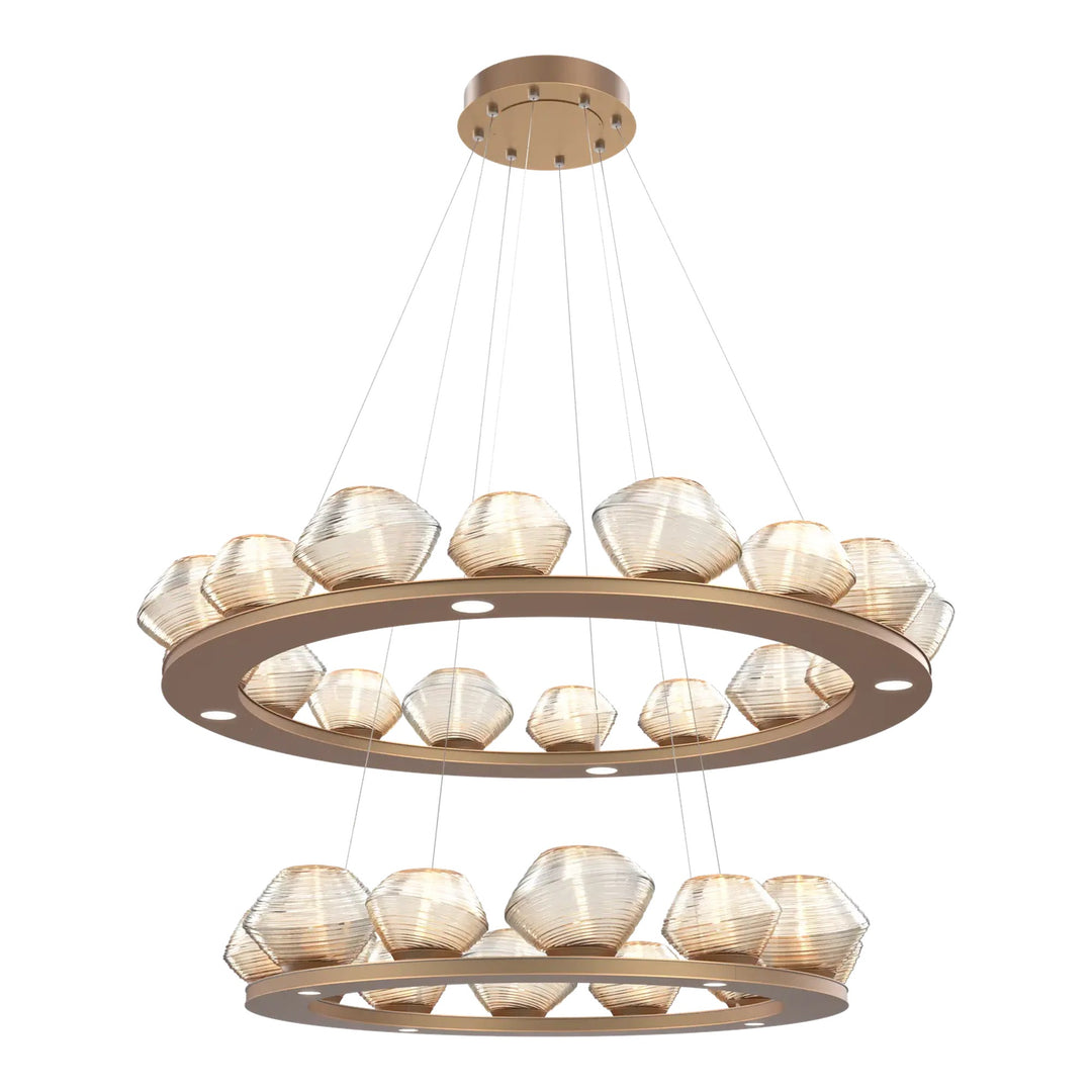 Mesa Ring Chandelier by Hammerton Studio in Novel Brass with Amber glass