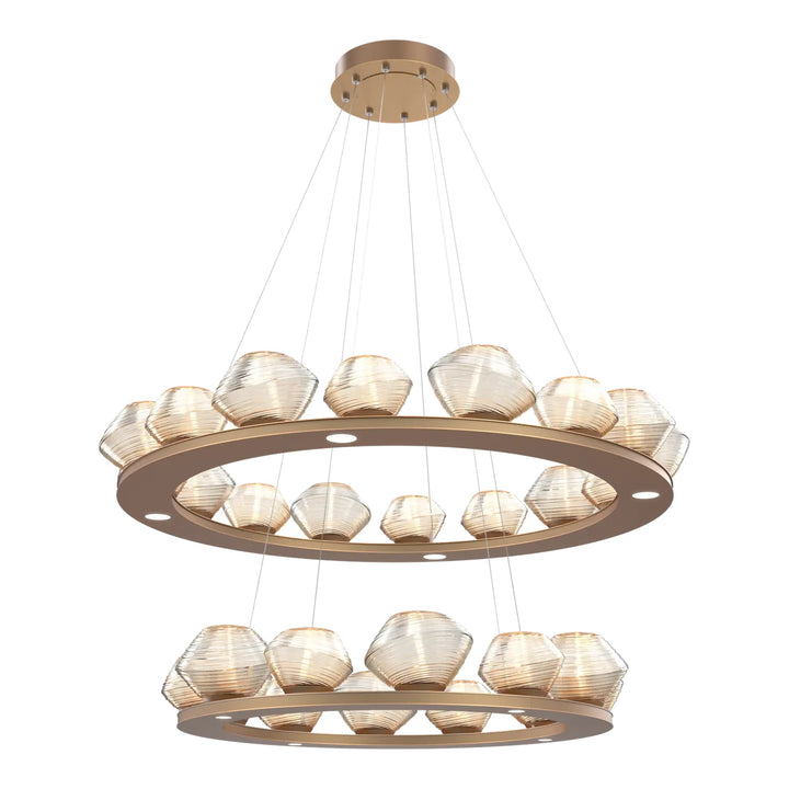 Mesa Ring Chandelier by Hammerton Studio in Novel Brass with Amber glass