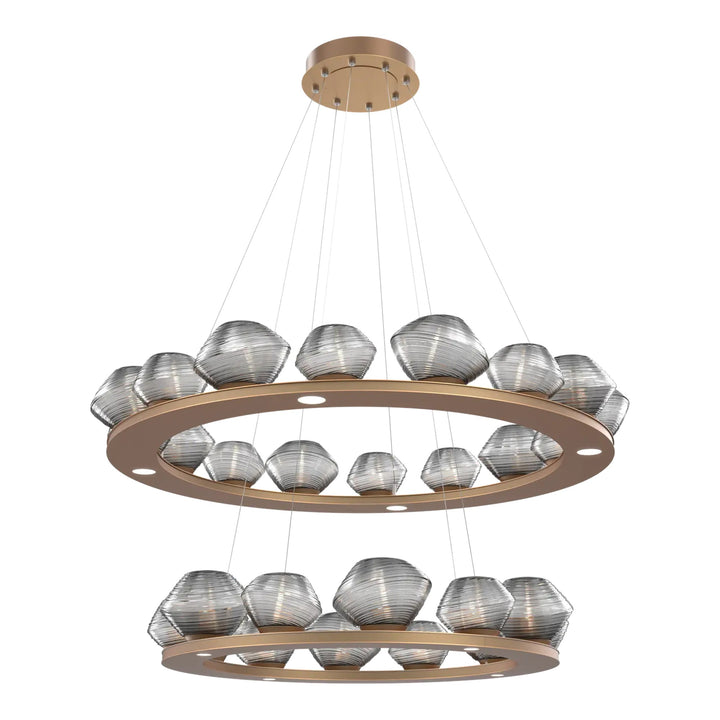 Mesa Ring Chandelier by Hammerton Studio in Novel Brass with Smoke glass