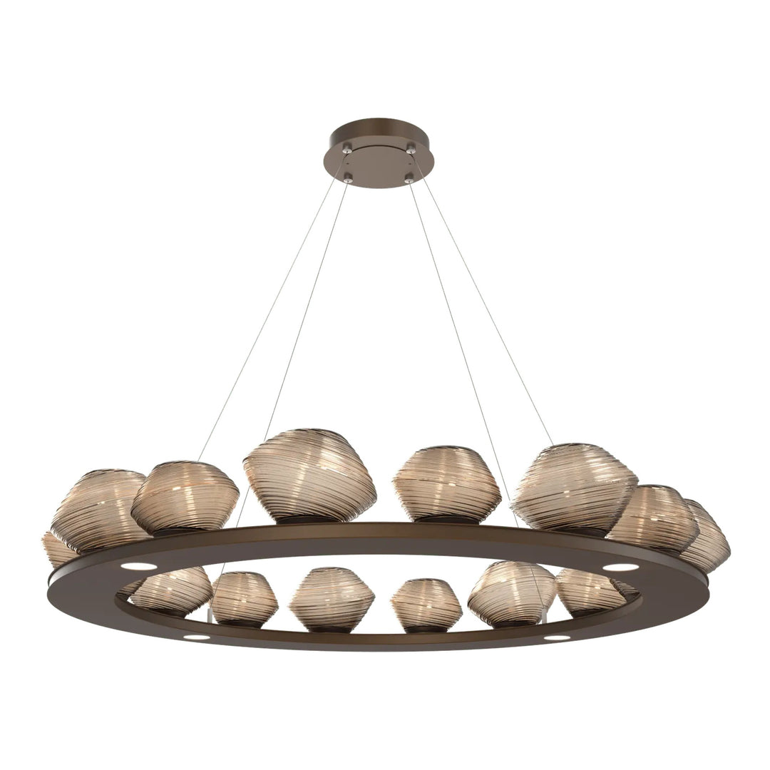 Mesa Ring Chandelier by Hammerton Studio Large in Flat Bronze with Bronze glass