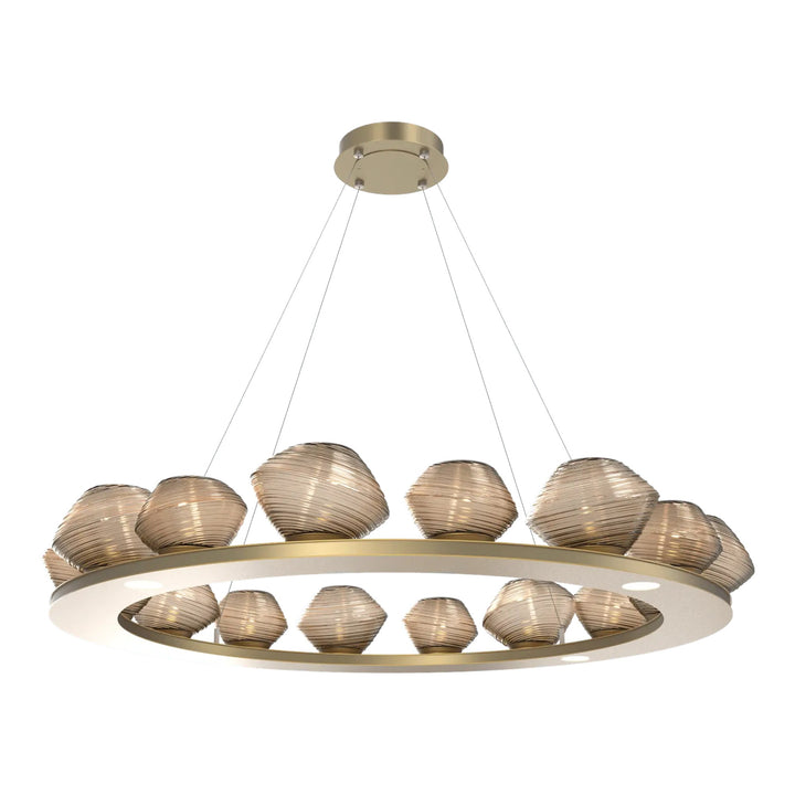 Mesa Ring Chandelier by Hammerton Studio Large in Gilded Brass with Bronze glass