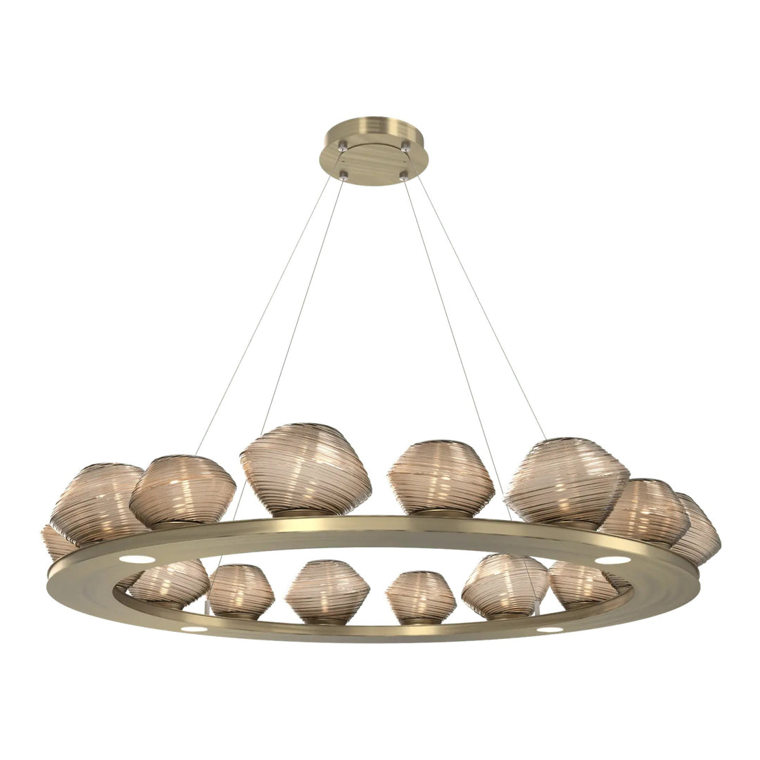 Mesa Ring Chandelier by Hammerton Studio Large in Heritage Brass with Bronze glass