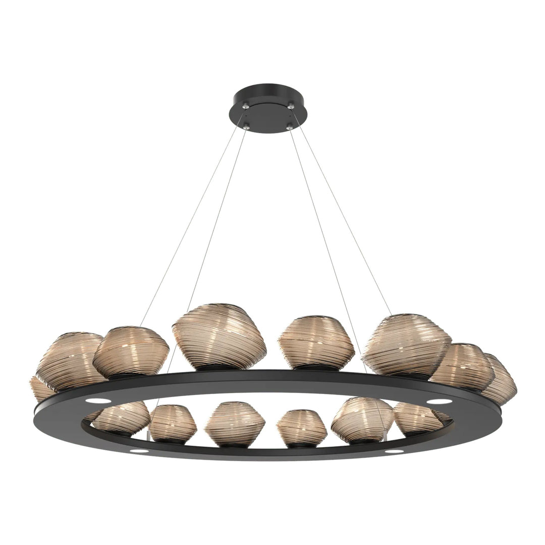 Mesa Ring Chandelier by Hammerton Studio Large in Matte Black with Bronze glass