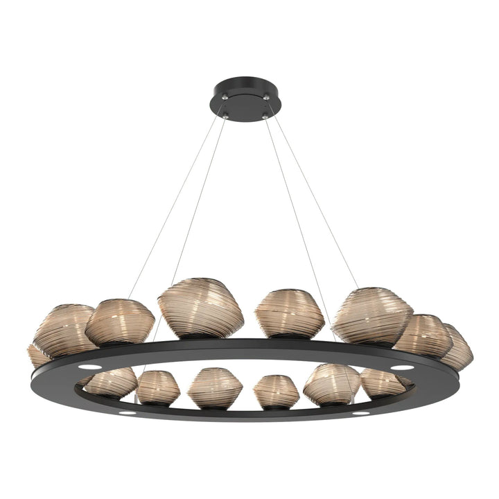 Mesa Ring Chandelier by Hammerton Studio Large in Matte Black with Bronze glass