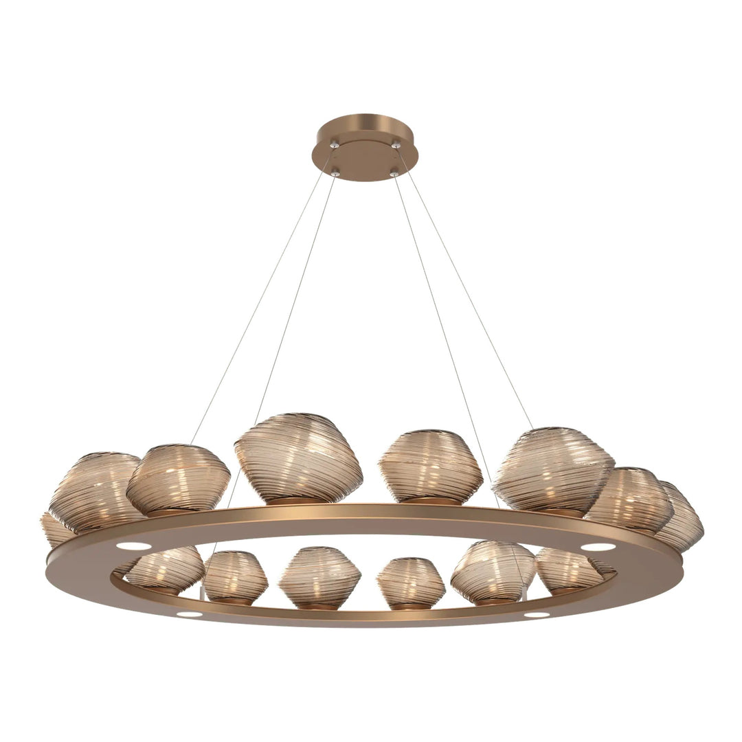 Mesa Ring Chandelier by Hammerton Studio Large in Novel Brass with Bronze glass
