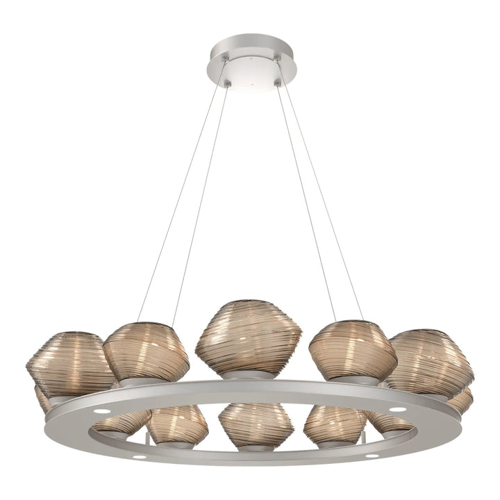 Mesa Ring Chandelier by Hammerton Studio Medium in Beige Silver with Bronze glass