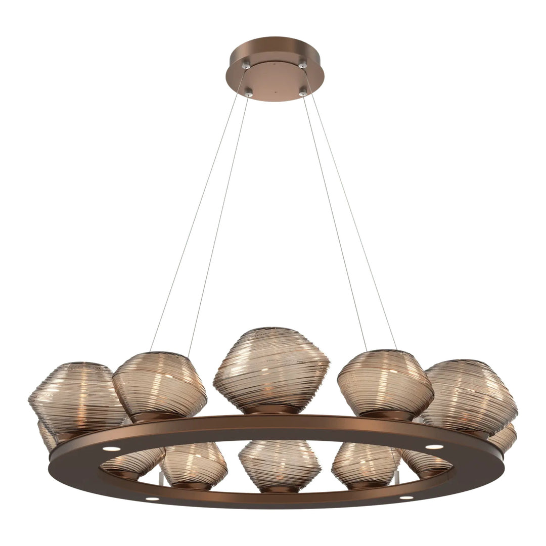 Mesa Ring Chandelier by Hammerton Studio Medium in Burnished Bronze with Bronze glass