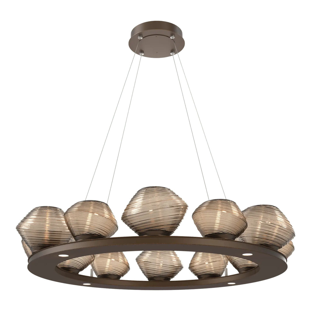 Mesa Ring Chandelier by Hammerton Studio Medium in Flat Bronze with Bronze glass