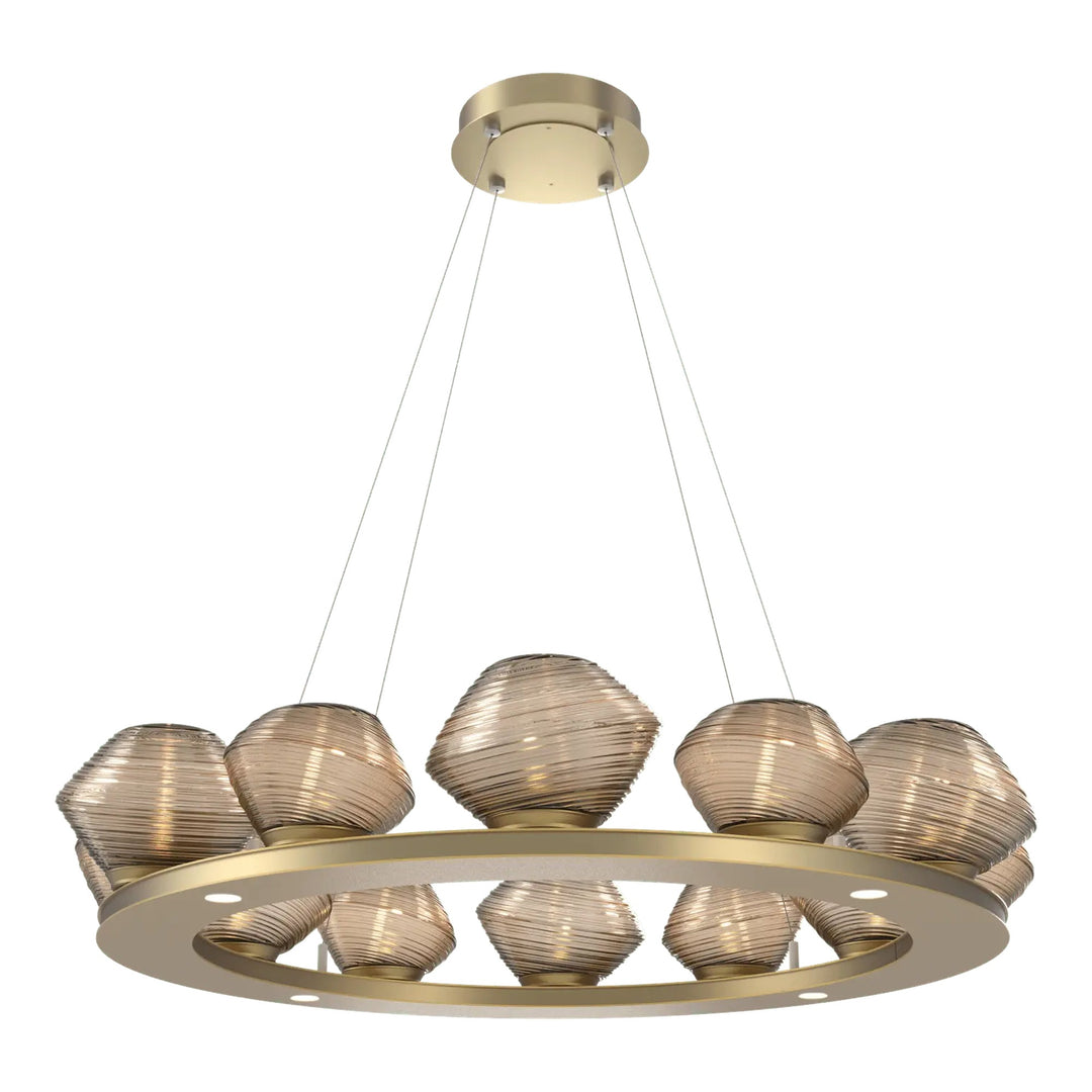 Mesa Ring Chandelier by Hammerton Studio Medium in Gilded Brass with Bronze glass