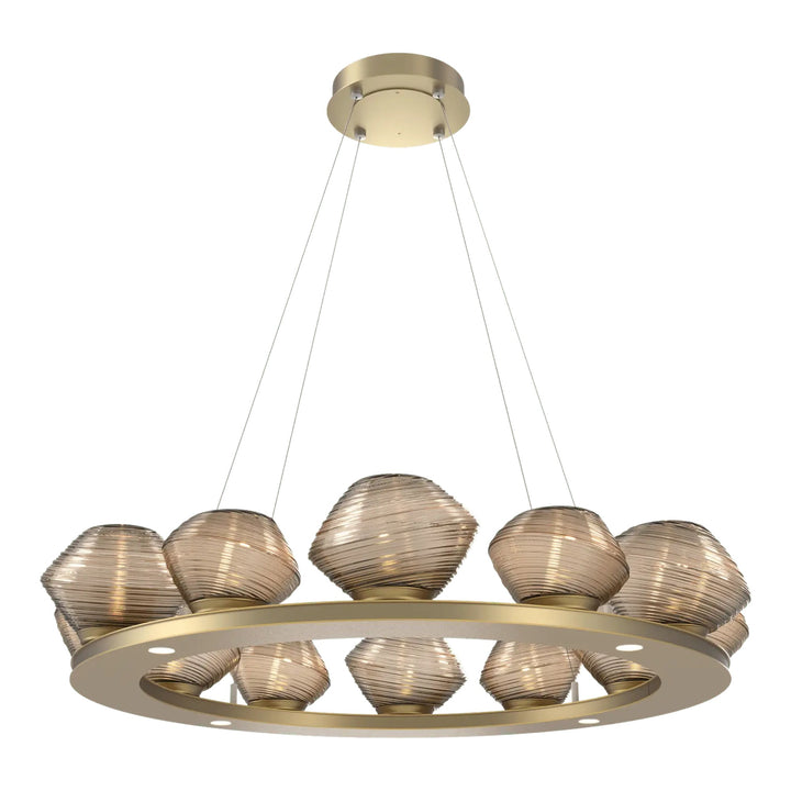 Mesa Ring Chandelier by Hammerton Studio Medium in Gilded Brass with Bronze glass