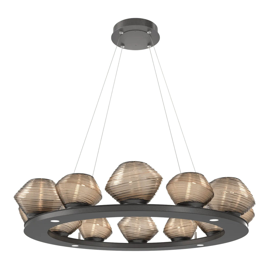 Mesa Ring Chandelier by Hammerton Studio Medium in Graphite with Bronze glass